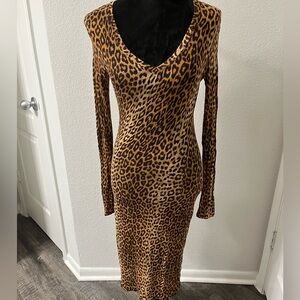 Leopard Print Long Sleeve Dress
